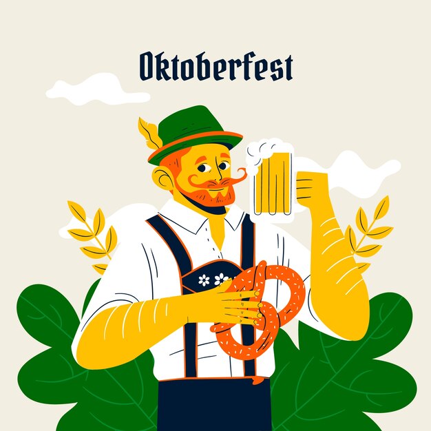 Ilustración plana para el festival de oktoberfest