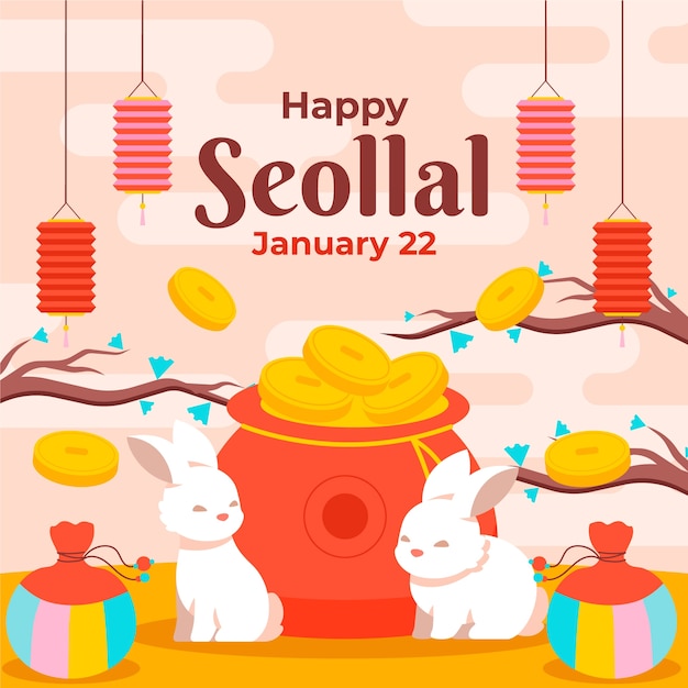 Ilustración plana del festival seollal