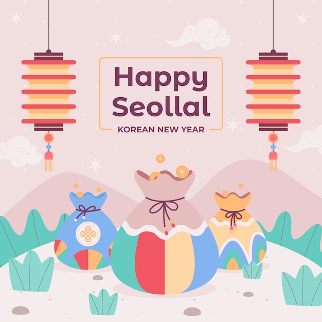 Ilustración plana para el festival de seollal