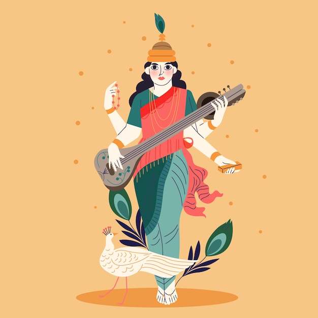 Vector ilustración plana para el festival vasant panchami