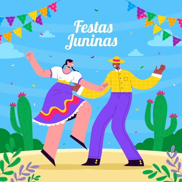 Vector ilustración plana para las festividades brasileñas de festas juninas