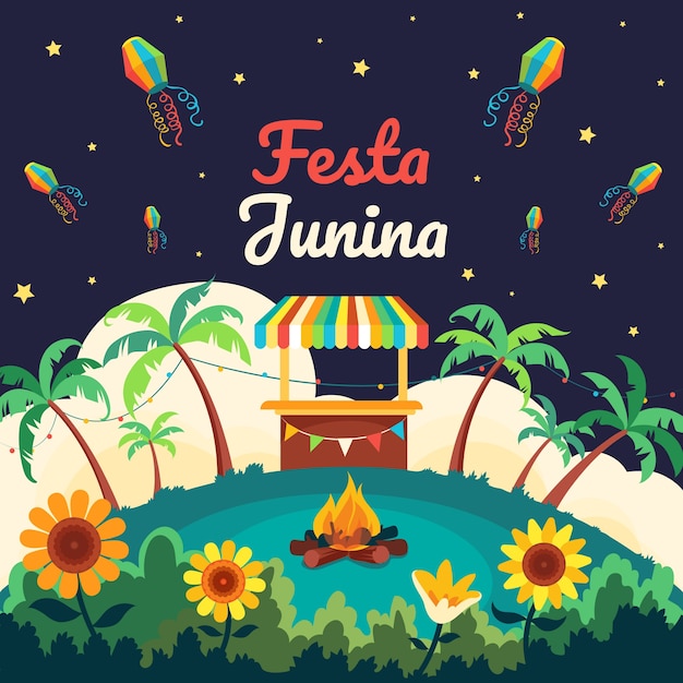 Vector ilustración plana para las festividades brasileñas de festas juninas