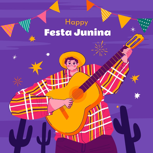 Vector ilustración plana para las festividades brasileñas de festas juninas