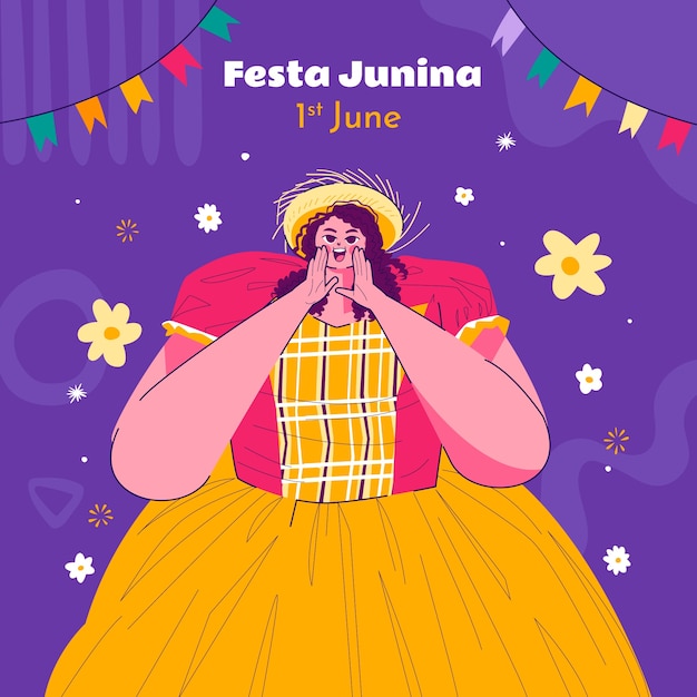 Vector ilustración plana para las festividades brasileñas de festas juninas