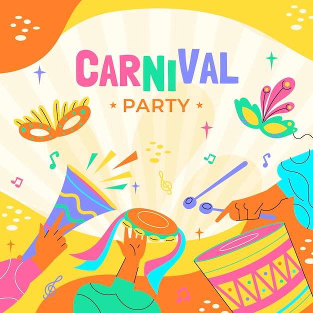 Vector ilustración plana para una fiesta de carnaval