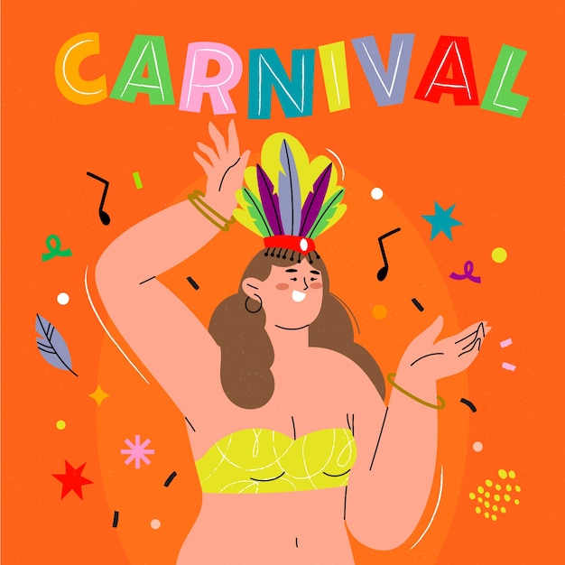 Ilustración plana para una fiesta de carnaval