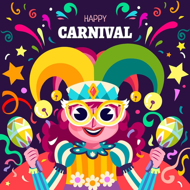 Vector ilustración plana para una fiesta de carnaval