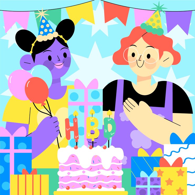 Vector ilustración plana de la fiesta de cumpleaños