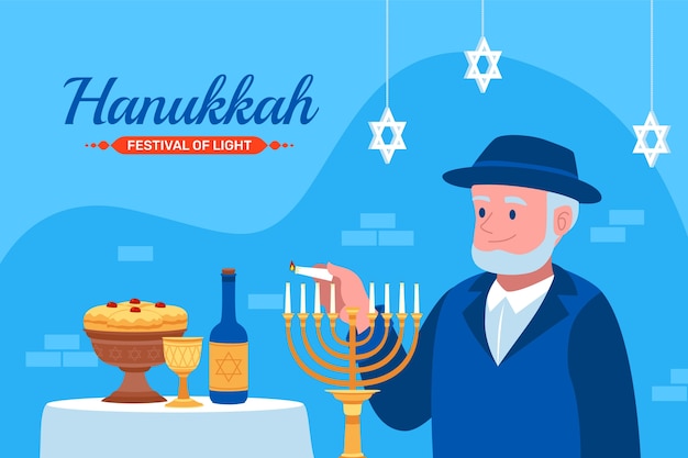 Vector ilustración plana para la fiesta judía de hanukkah