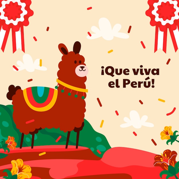 Ilustración plana fiestas patrias de peru
