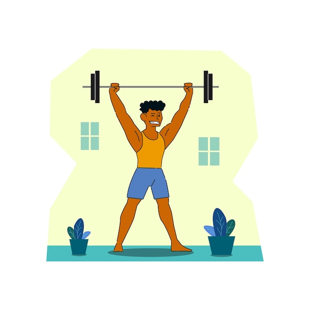 Ilustración plana de fitness