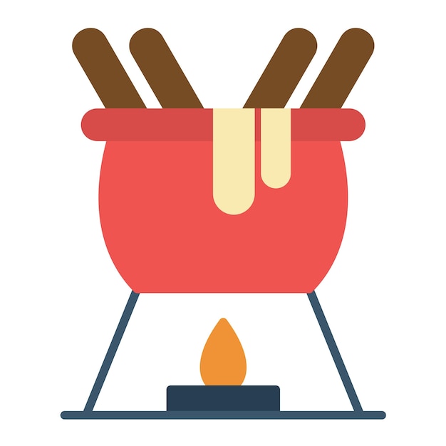 Ilustración plana de la fondue