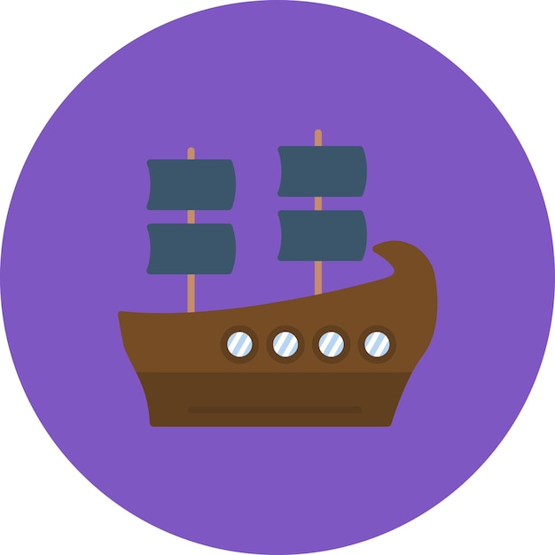 Ilustración plana de galeón