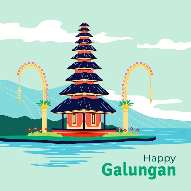 Ilustración plana galungan