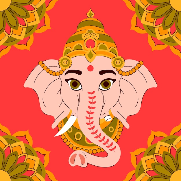 Vector ilustración plana de ganesh chaturthi