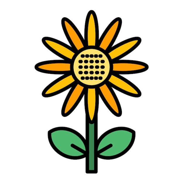 Ilustración plana del girasol