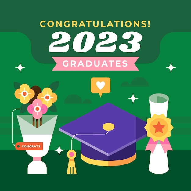 Ilustración plana para la graduación de la clase 2023