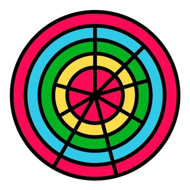 Ilustración plana del gráfico de la torta del radar