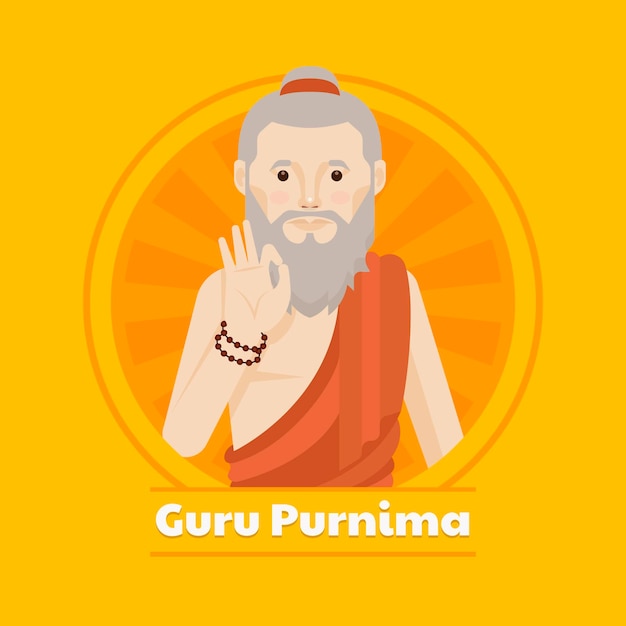 Ilustración plana guru purnima