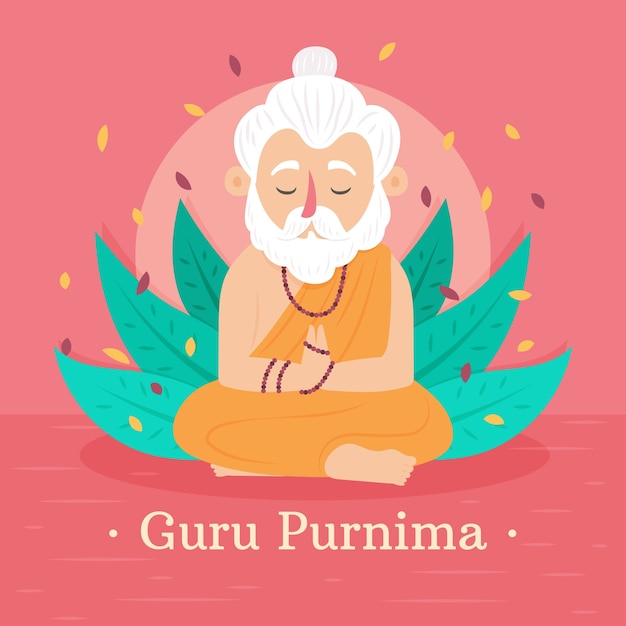 Ilustración plana para guru purnima