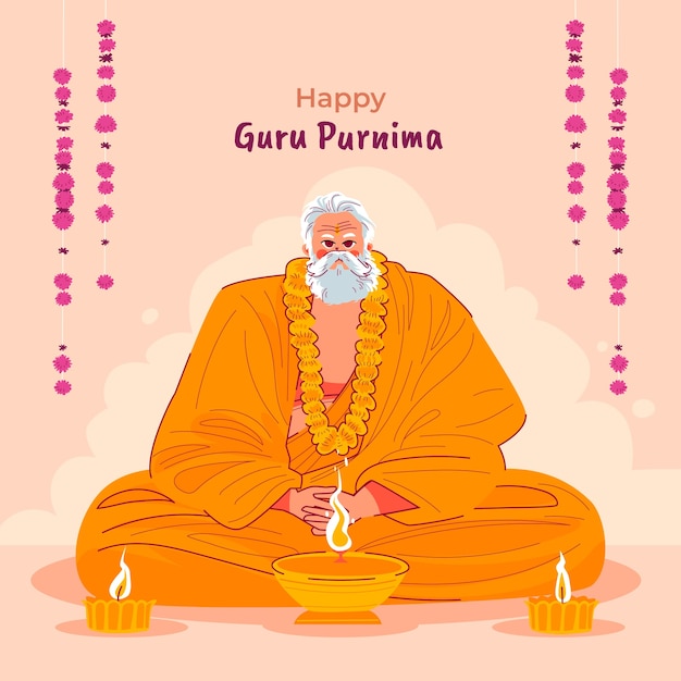 Ilustración plana guru purnima