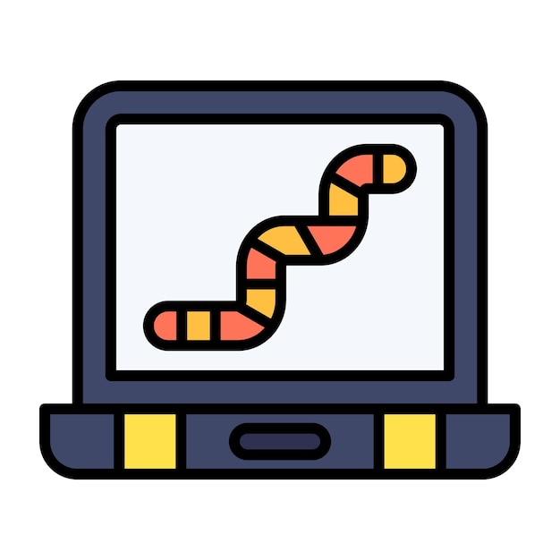 Ilustración plana del gusano de computadora