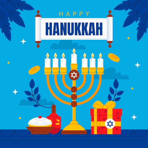 Vector ilustración plana de hanukkah