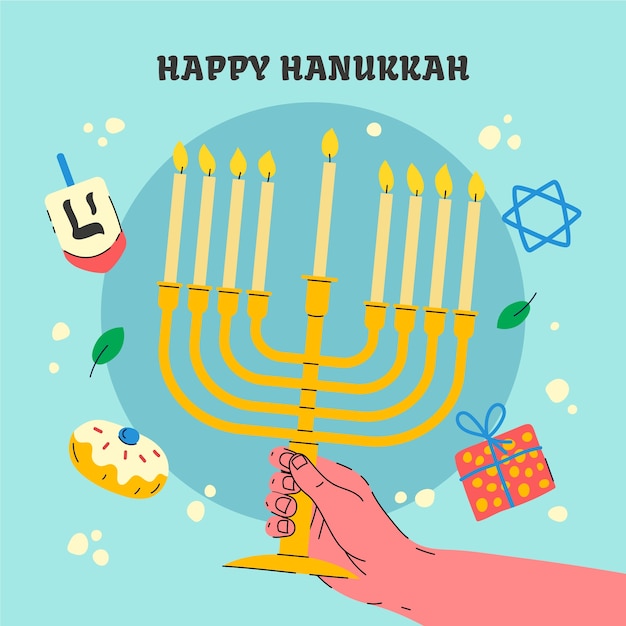 Ilustración plana de hanukkah