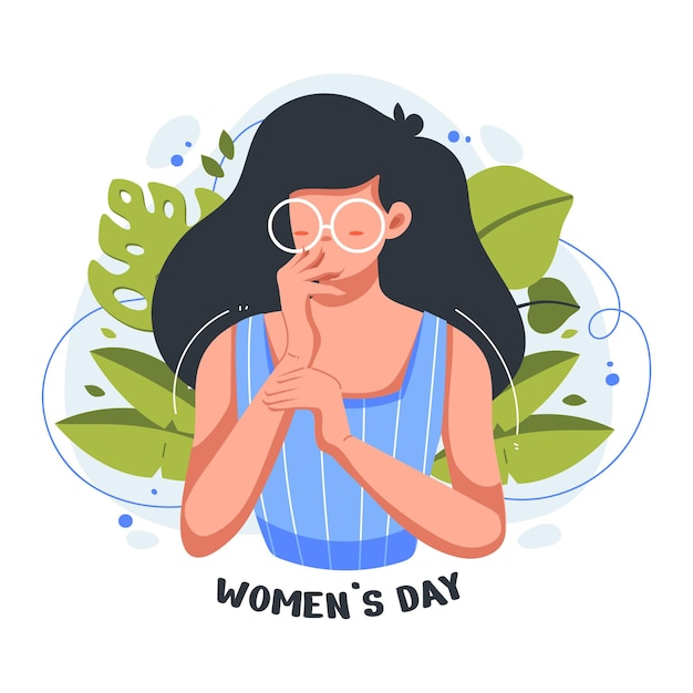 Vector ilustración plana de hermosa y linda chica en la celebración del día internacional de la mujer