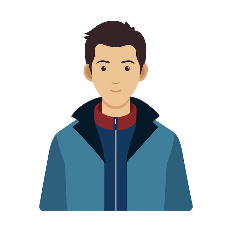 Vector una ilustración plana de hombres que llevan una chaqueta con una combinación de esquema de color azul