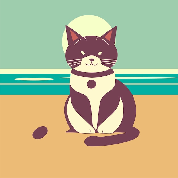 Vector ilustración plana de horario de verano de gato