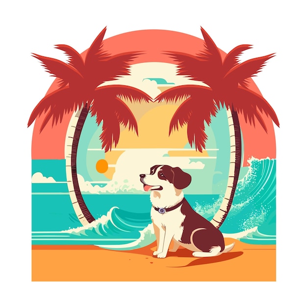 Vector ilustración plana de horario de verano de perro