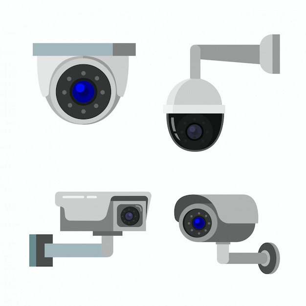 Ilustración plana de icono de CCTV de cámara de seguridad