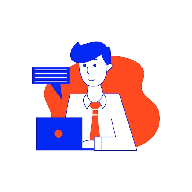 Ilustración plana del icono del empleado que trabaja para fines de diseño industrial digital fondo blanco