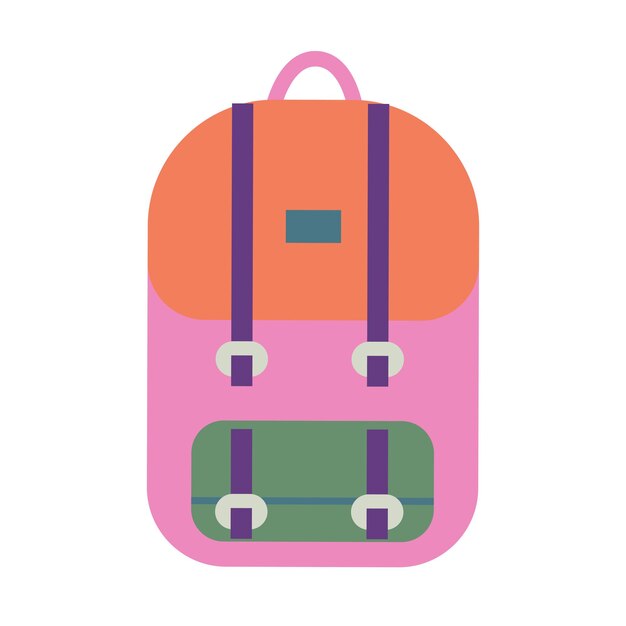 Ilustración plana del icono de mochila vectorial