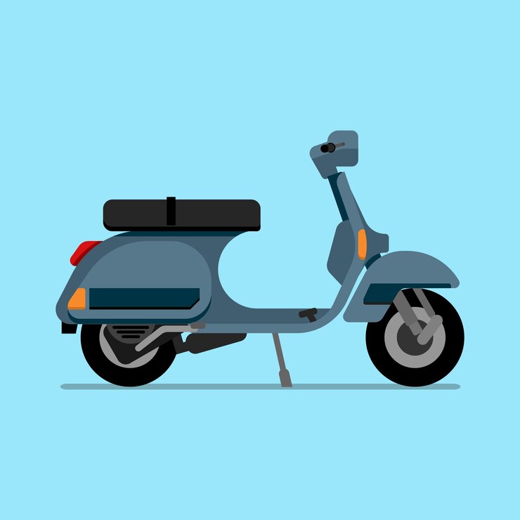 ilustración plana de icono de vector de dibujos animados de scooter clásico