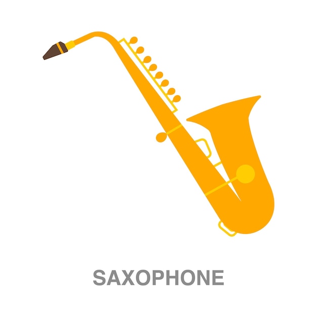 Ilustración plana de instrumento de música de saxofón