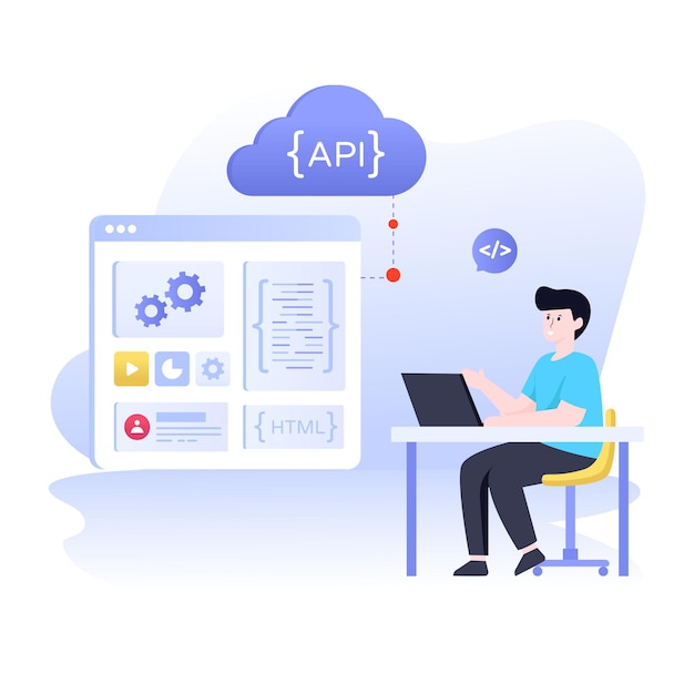 Una ilustración plana de la interfaz web api