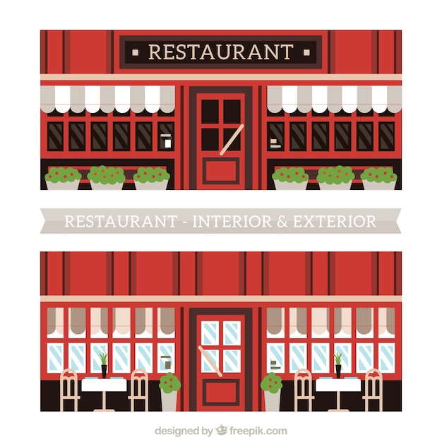 Vector ilustración plana de interor de restaurante