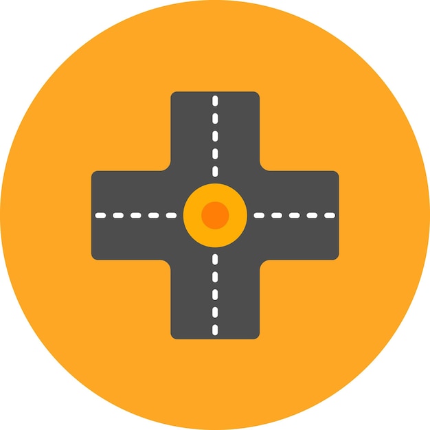 Ilustración plana de intersección de cuatro vías