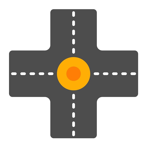 Ilustración plana de intersección de cuatro vías