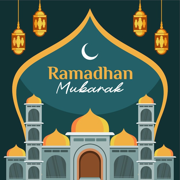 Ilustración plana islámica de ramadhan