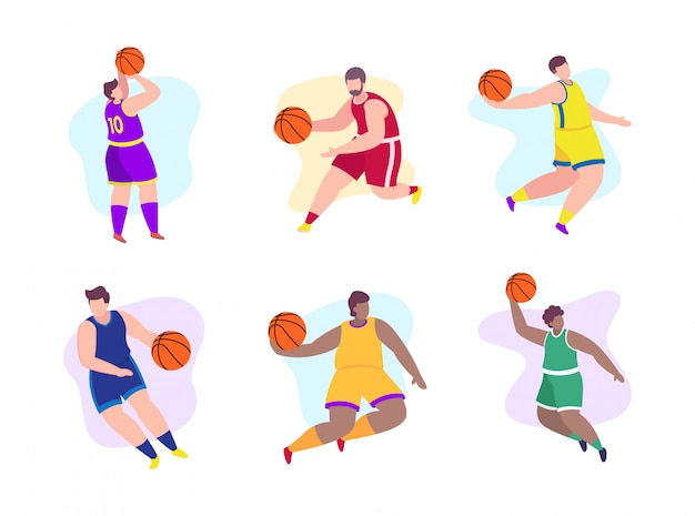 Ilustración plana de jugadores de baloncesto