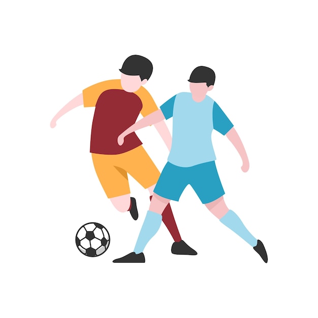Ilustración plana de jugadores luchando por la pelota