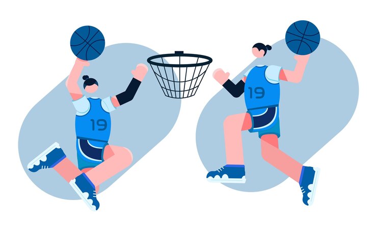ilustración plana jugando pose de baloncesto
