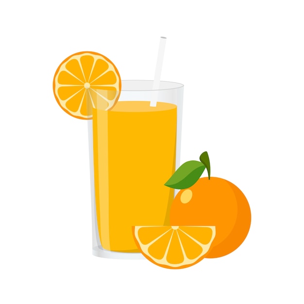 Vector ilustración plana jugo de naranja