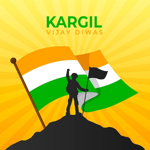 Ilustración plana kargil vijay diwas