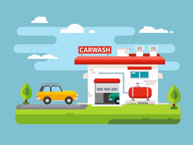 Ilustración plana de lavado de autos