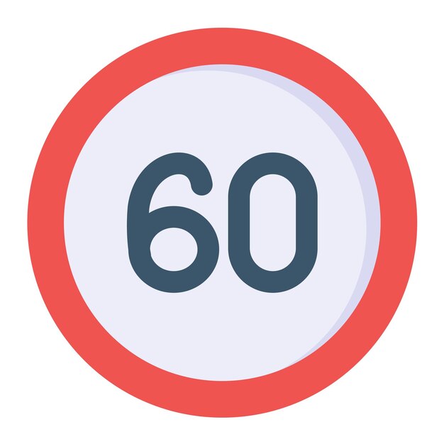 Ilustración plana del límite de velocidad 60