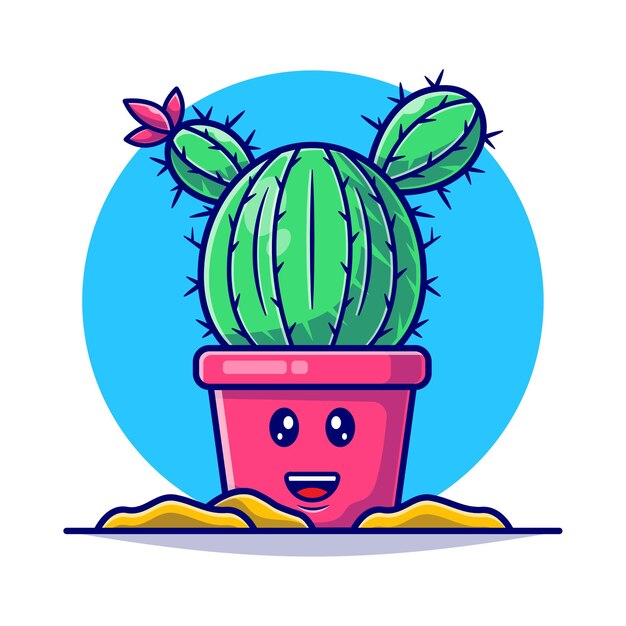 Ilustración plana linda planta de cactus